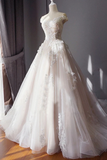 Stunning Off The Shoulder Tulle Wedding Dress With Applique Bridal Dress With Long STIPAE18RA2