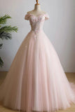Stunning Off The Shoulder Ball Gown Quinceanera Dresses Tulle 3D Flowers PHAS316R
