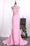2024 New Arrival Mermaid Prom Dresses Sexy High Neck Spandex PF69F4D8