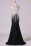 2024 V Neck Prom Dresses Mermaid Chiffon&Tulle Sweep Train With PCPJFXCB
