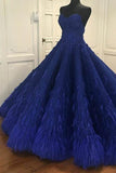 Princess Ball Gown Royal Blue Sweetheart Beads Sweet 16 Quinceanera Dresses STI15588