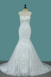 2024 New Arrival Wedding Dresses Scoop Mermaid Tulle With Applique PCCYPX42