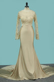 2024 Mermaid Wedding Dresses Scoop Long Sleeves P56LBFPK