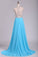 2024 Scoop Prom Dresses Chiffon With Slit And Beads P4KPS6EN