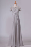 2024 A Line Scoop Mother Of The Bride Dresses Chiffon With Beads And PDLM1AJ1