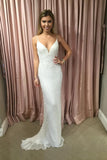 Sexy Mermaid Spaghetti Straps Sequins V Neck Prom Dresses, Wedding STI20438