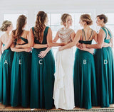 Elegant A Line Green Floor Length Bridesmaid Dresses, Long Prom STI20460