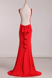 2024 Open Back Evening Dresses Scoop Mermaid Red PF5M5LCT