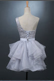 2022 A Line Homecoming Dresses One Shoulder With Sash Organza PDCNFEBC