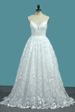 2024 A Line Lace Wedding Dresses Spaghetti Straps With Beads P6YBRS9A
