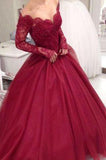 Charming Prom Dress Long Prom Dress Gowns Long Sleeve Tulle Evening Dress Women Dress