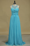 2024 Scoop With Beads And Ruffles Prom Dress A Line Chiffon P9MHBJ4J