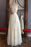 Chic V Neck Spaghetti Straps Chiffon Criss Cross Long Wedding Dresses Cheap Prom Dresses STI14969