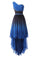 A Line One Shoulder Ombre Chiffon Blue Ruffles Prom Dresses Homecoming Dresses