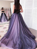 A line Sweetheart Strapless Tulle Sleeveless Lilac Prom Dresses With Appliques Formal Dress