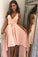 Cute A Line Pearl Pink Straps V Neck High Low Wrap Homecoming Dresses with Belt