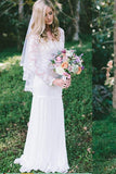 Lace Long Sleeve Beach Backless Outdoor Garden Handmade Women's Wedding Dress