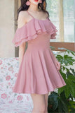 Elegant Pink Spaghetti Straps Chiffon Homecoming Dresses Sweet 16 Dresses