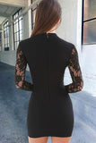 Mermaid Dark Navy Long Sleeve Sweetheart Short Prom Dresses Lace Cocktail Party Dresses