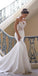 Mermaid Ivory Spaghetti Straps V Neck Wedding Dresses Lace Satin Bridal Dresses
