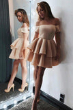 Mini Short A-line Off the Shoulder Above Knee Short Sleeve Prom Dress Cocktail Dresses