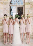 Mismatched Junior Short Lace Knee Length Blush Pink Bridesmaid Dresses Prom Dresses