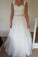 Simple Queen Ann A Line Sweep Train Layers Tulle Floral Mid Back Wedding Dresses
