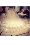 Gorgeous One-Tier Cathedral Bridal Veils With Applique&Rhinestones