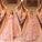 Princess Halter Backless Pink Lace Prom Dresses Two Piece Floral Formal Dress