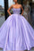 Purple Ball Gown Spaghetti Straps Satin Sweet 16 Dress With Pocket Quinceanera Dress