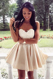 Sweetheart Strapless Appliques Short Homecoming Dresses