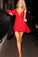 Sexy Red Chiffon V Neck Straps Short Homecoming Dresses Sweet 16 Dresses