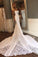Unique Mermaid Sheer Neck Wedding Dresses with Lace Unique Ivory Bridal Dresses