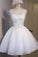 White Simple Graduation Dress Scoop Tulle Straps Homecoming Dresses with Lace up