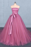 Princess Ball Gown Strapless Wedding Dresses With Lace PBFMKKNR