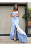 Mermaid Backless Prom Dresses Simple Bridesmaid Dress Satin Floor STIP481AX65
