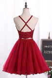 2024 Two-Piece Spaghetti Straps Homecoming Dresses A Line Tulle PEK1LR4K