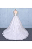 Puffy Long Sleeves Tulle White Wedding Dress Shiny Long PB2N3JK1