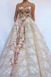 Modest Sweetheart Long Ball Gown Lace Prom Dresses PYCDHCFY