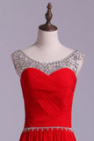 2024 Scoop Prom Dresses A Line Chiffon With Beads PG6SC6HP