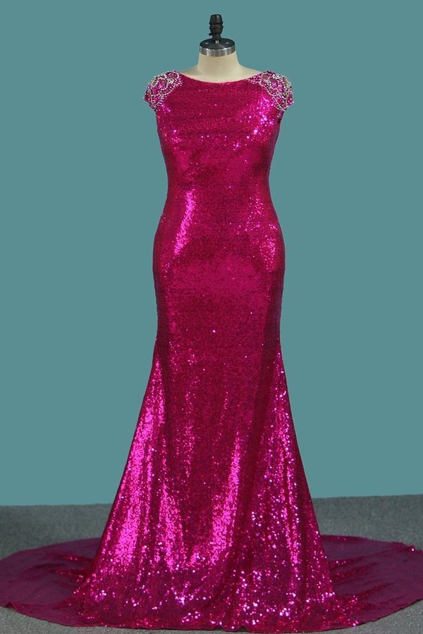 2024 Sequins Mermaid Scoop Prom Dresses With PF5RF4FR