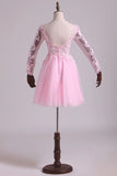 2024 Bateau Homecoming Dresses A Line With Embroidery & Beads Tulle P93XS99X