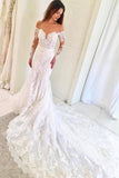 2024 Scoop Long Sleeves Mermaid Wedding Dresses Tulle With PQNHEZBN