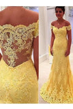 2024 Tulle Off The Shoulder Prom Dresses Mermaid With PXRF3MQD