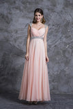 Best Selling Prom Dresses A-Line V-Neck Floor-Length Chiffon PM6ABJ7J