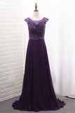 2024 Chiffon Mother Of The Bride Dresses Scoop A Line With Beads Bodice P3GXRD3C