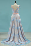 2024 Lace Evening Dresses A-Line V-Neck Floor-Length P47MSDHQ