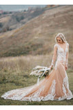 Long Sleeves Boho Wedding Dress With Appliques Mermaid STIP22A7X4E