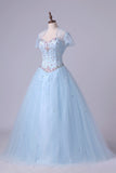 2024 Sweetheart Beaded Bodice Quinceanera Dresse Tulle P44F2P5J