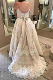 Plus Sizes Ivory Lace Open Back Long Modest Wedding Dresses PE1BTKG8